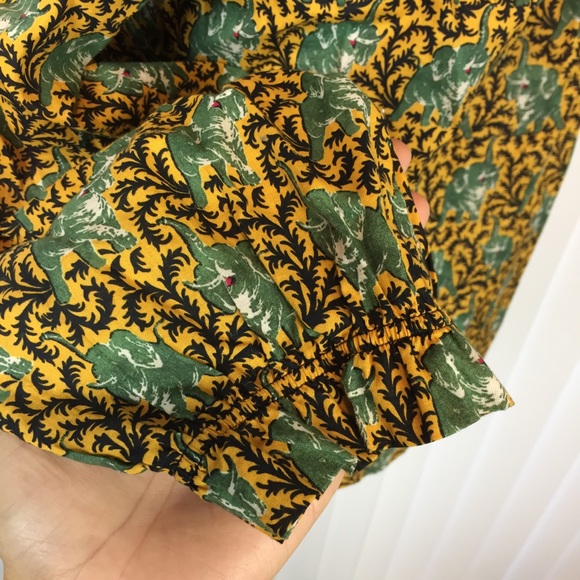 J. Crew Ratti Elephant Off Sholder Ruffle Top Sz 6 - Picture 6 of 8